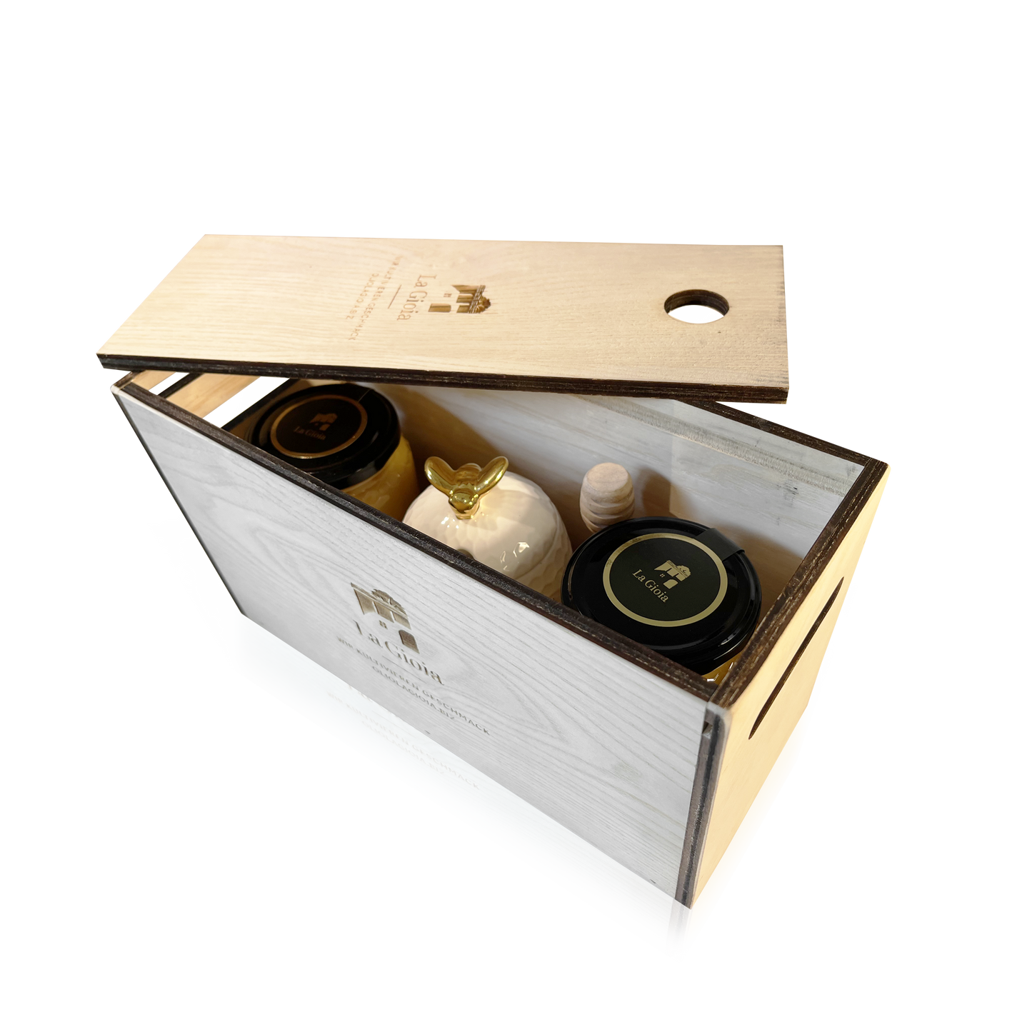 Api-Box – Elegante confezione regalo con 2 tipi di miele e un vasetto di miele